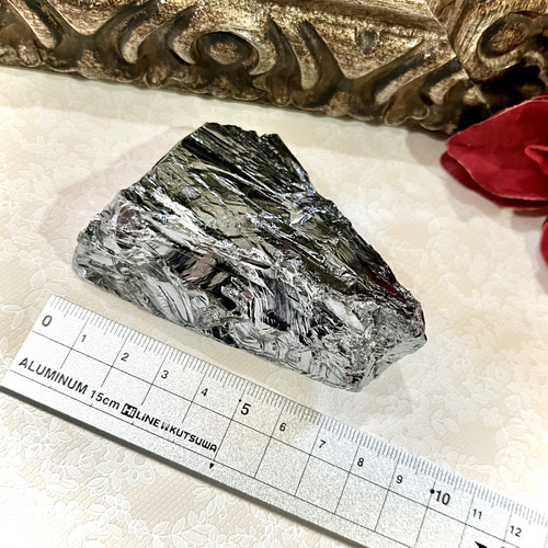 高純度テラヘルツ ☆ 光沢原石ブロック メタリックパターン 133g