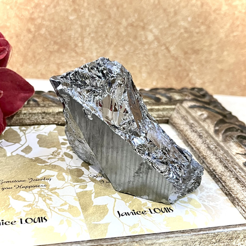 高純度テラヘルツ ☆ 光沢原石ブロック メタリックパターン 133g