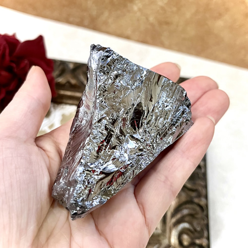 高純度テラヘルツ ☆ 光沢原石ブロック メタリックパターン 133g