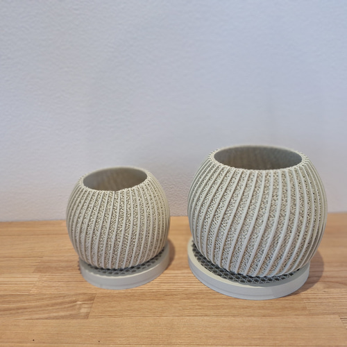 3Dプリンター鉢 2個セット 2.5号 3号 ジャイロイド 北欧 モダン