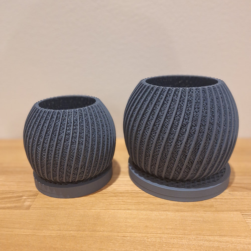 3Dプリンター鉢 2個セット 2.5号 3号 ジャイロイド 北欧 モダン