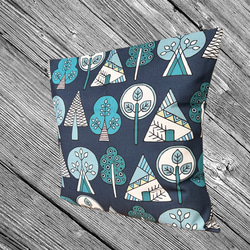 森林靠墊 2025 森林圖案背海軍藍 - 檜木香 - 第4張的照片