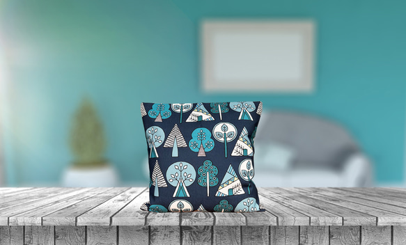 森林靠墊 2025 森林圖案背海軍藍 - 檜木香 - 第5張的照片