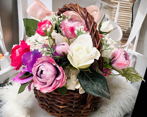 セール 薔薇の花籠アレンジ ギフト フラワーアレンジ アーティ