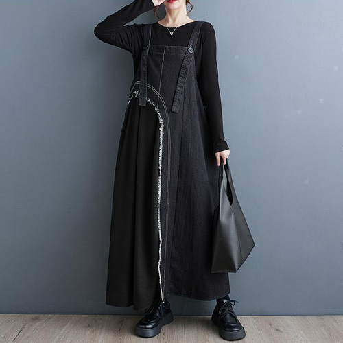 大きいサイズ サロペット レディース ワンピース ロング デニム
