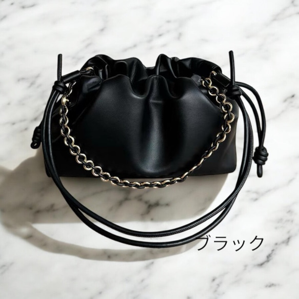 フラメンコ巾着風チェーンショルダーバッグ 3枚目の画像