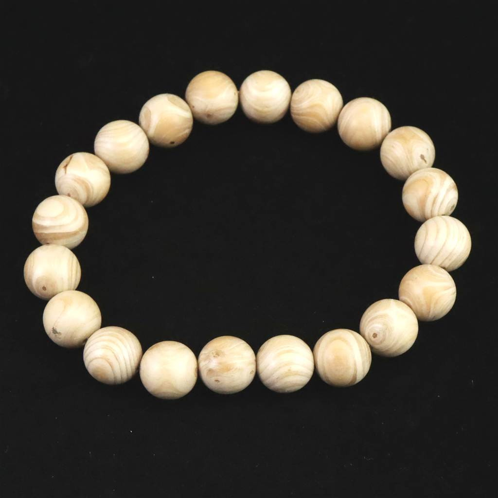 ホワイトドラゴンアイ ウッドビーズ 10mmブレスレット  6.0g #27853