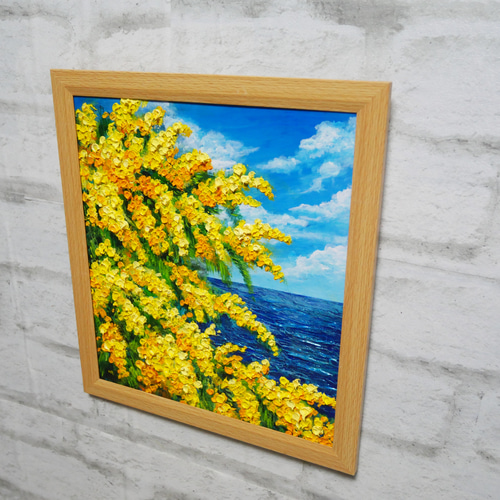 油絵 油彩 油彩画 絵 絵画 【ミモザの海】 絵画 HR 通販 19222175