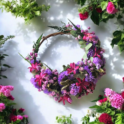 受注制作 ～爽やかブルーの三日月フラワーリース～ リース