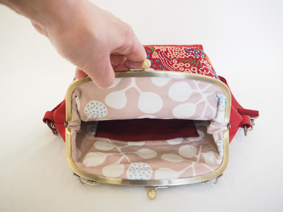 Floral Pulse/red がまぐち2wayショルダーバッグ 5枚目の画像