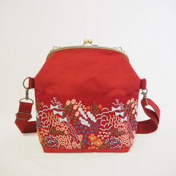 Floral Pulse/red がまぐち2wayショルダーバッグ 1枚目の画像