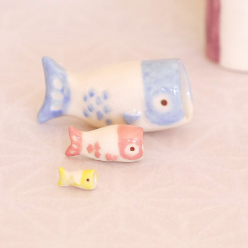 ミニ鯉のぼり4点セットA】端午の節句 陶器 五月人形 ミニチュア 月