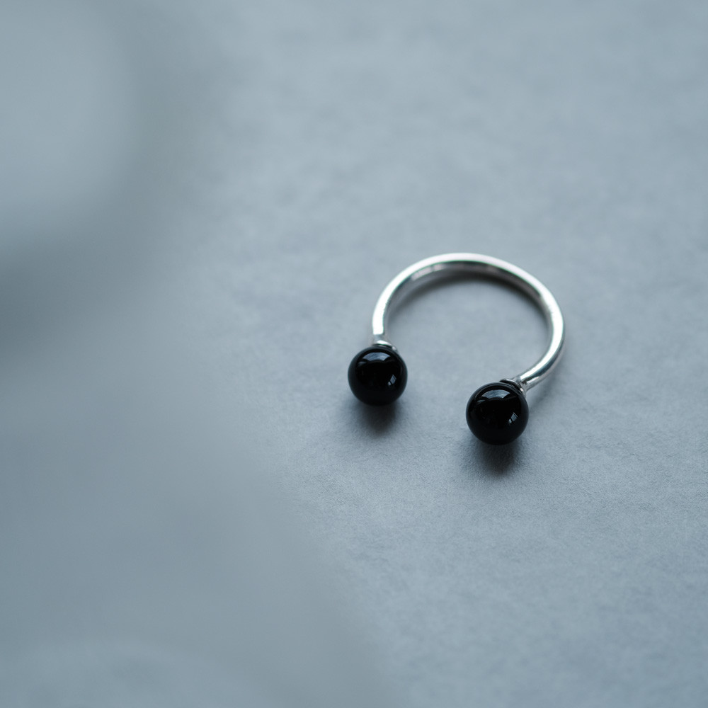 ダブル オニキス リング シルバー925