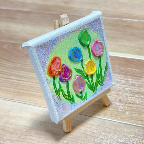 10cm】チューリップ テクスチャーアート カラフル ※運気アップ 絵画