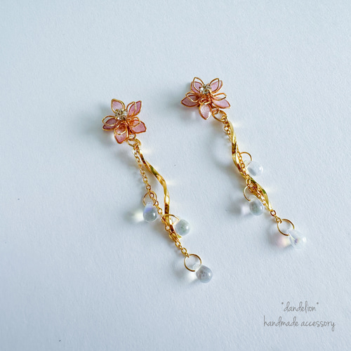 小花~桜風ゆらゆらピアス/イヤリング ピアス（スタッド・一粒