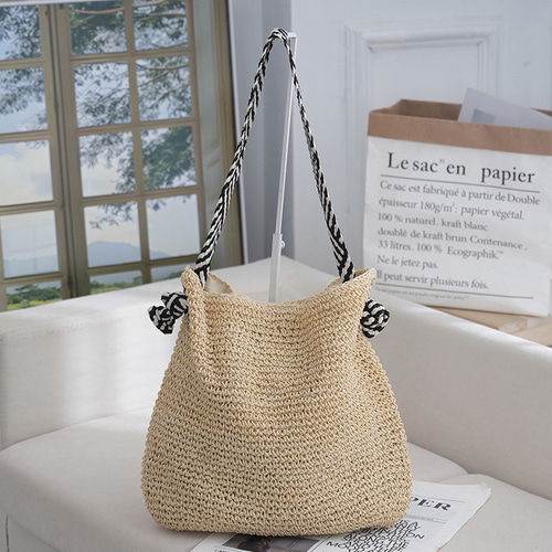 ≪STAUD≫LA発 スタウド ラフィアバッグ かごバッグ ボーダー柄 大特価】4色展開 ストライプ ボーダー PARIS ストローバッグ