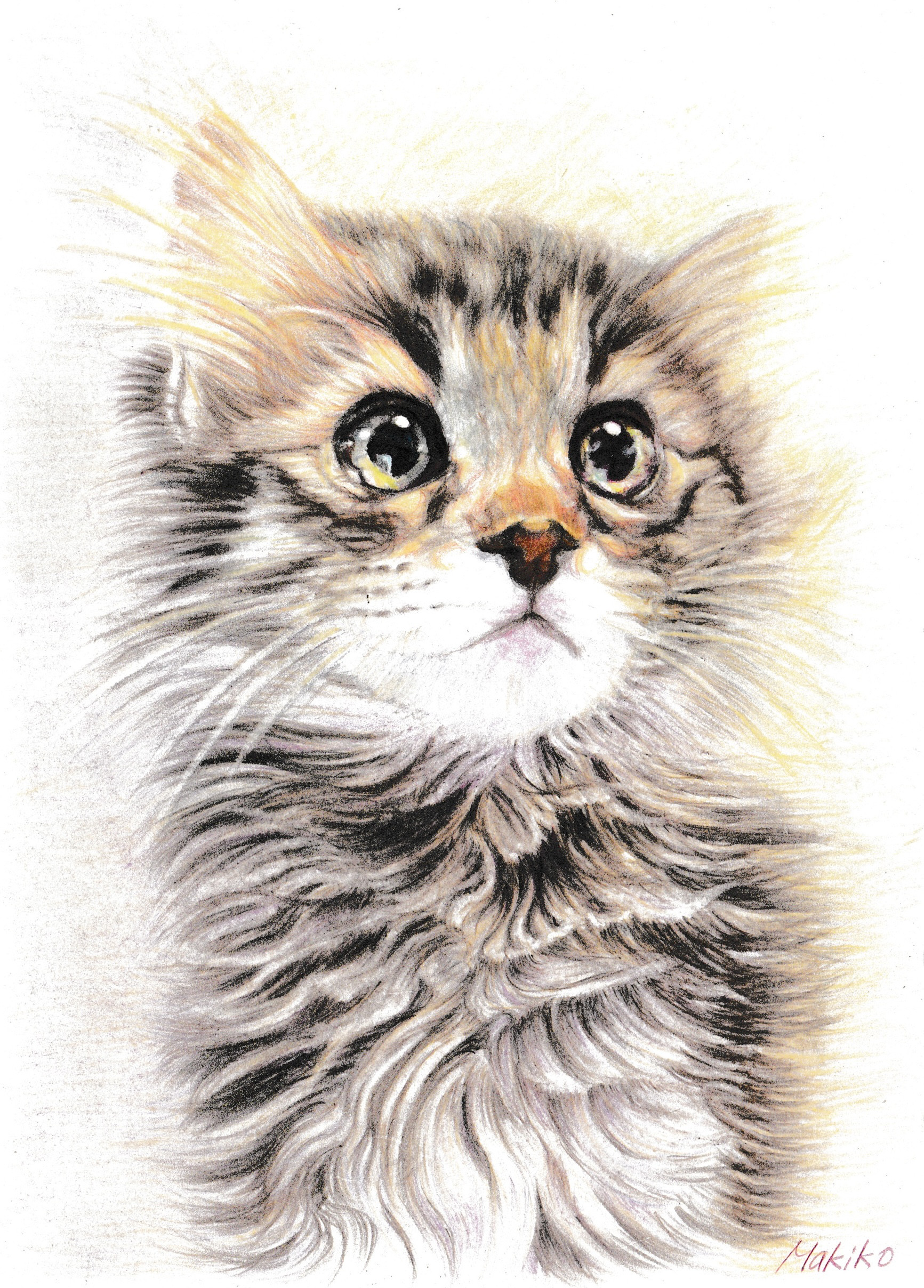 手作り焼き絵作品 三匹の猫たち （ねこの形をしたキュートな焼き