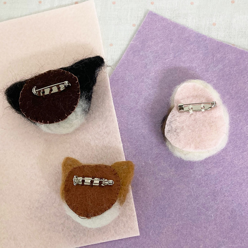 チワワ&秋田犬&シマエナガのブローチ3点セット＊羊毛フェルト ブローチ