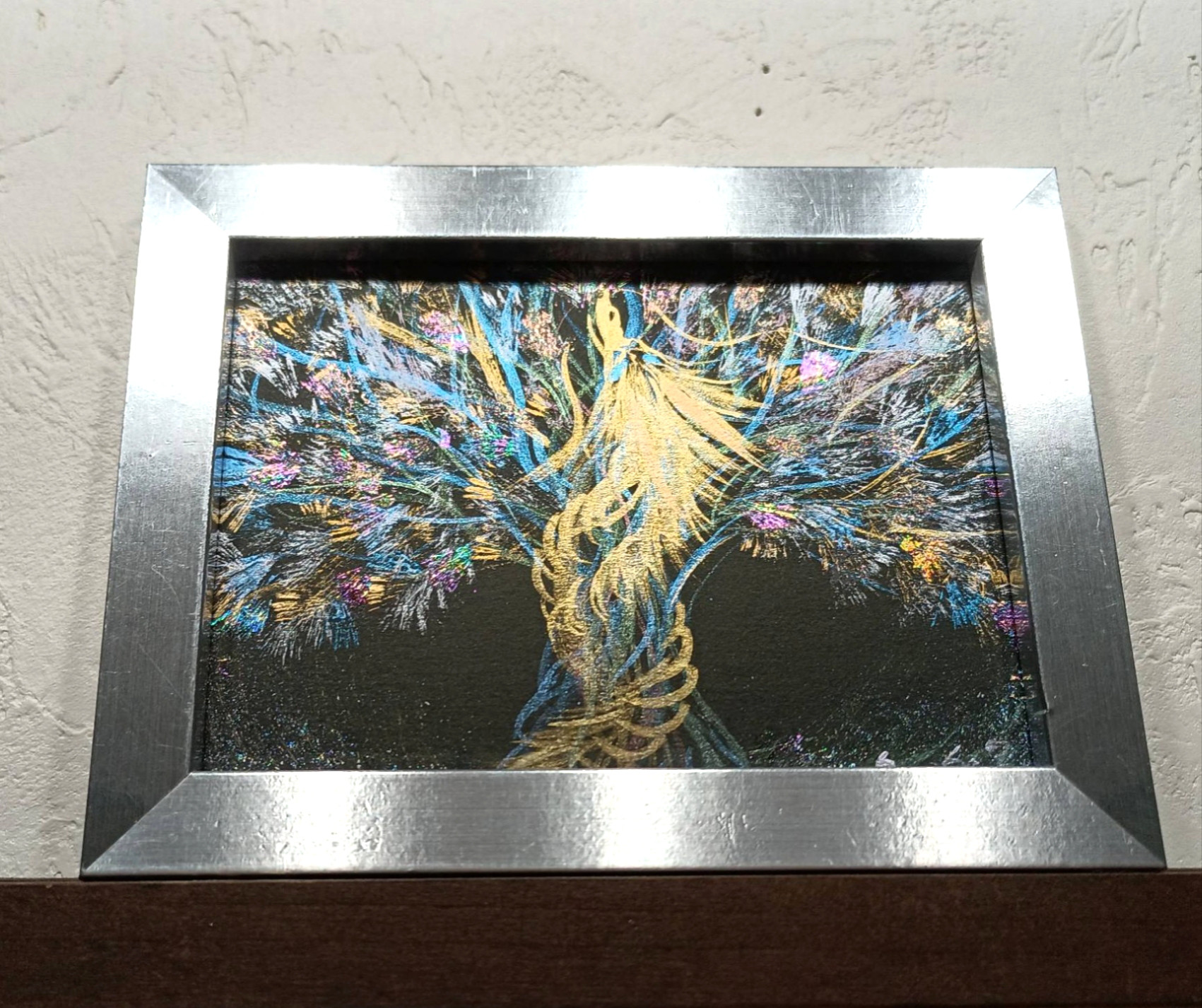 絵画　虹色 受注生産☆風水波動絵画＊幻の虹色鳳凰～最大エネルギーの輪と8