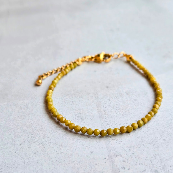 再販×7】SUS316L◇オリーブオパールの極細ブレスレット ブレスレット