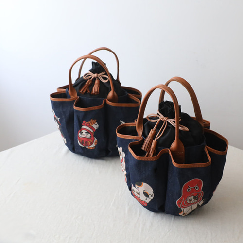 新作！お出掛けトート☆3WAY☆ショルダー紐付き☆手刺繍☆ トート 