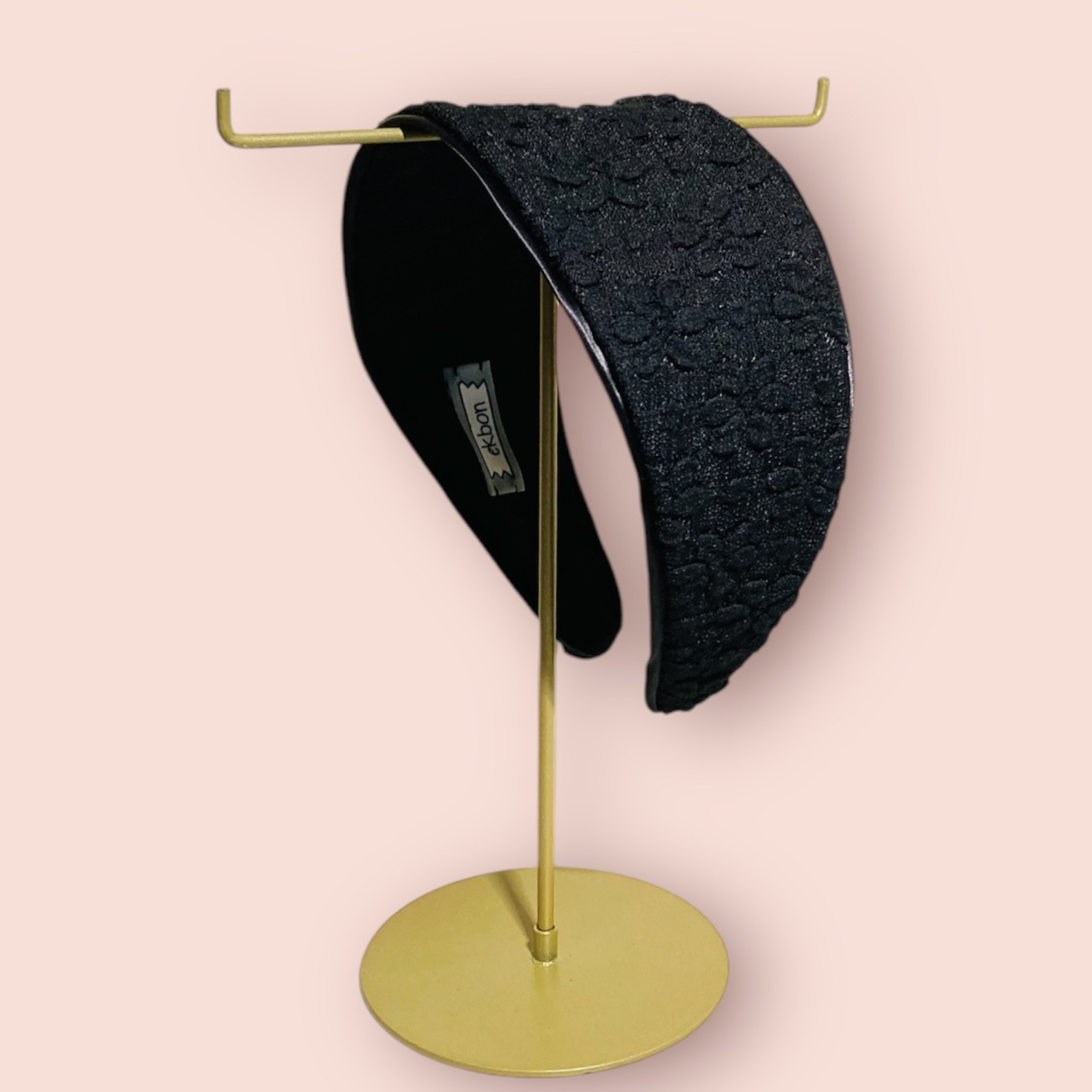 【2way カチューシャ  ブリジット（幅広）】レース パイピング〈ブラック〉