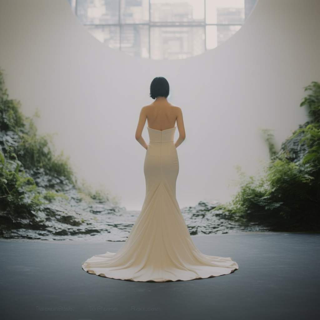 カジュアルウエディングドレス　マーメイド　トレーン　ベアトップ　モード感あふれる　結婚式　前撮り　二次会　結婚式 披露宴