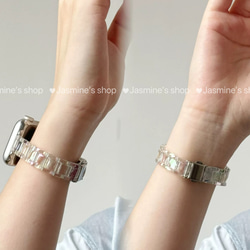 Apple Watch オーロラクリアバンド　クリアベルト　オーロラ　細身タイプ　全サイズあり series 10対応 7枚目の画像