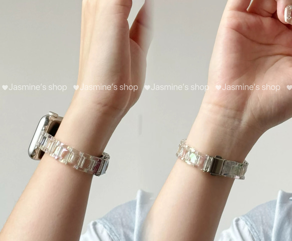 Apple Watch オーロラクリアバンド　クリアベルト　オーロラ　細身タイプ　全サイズあり series 10対応 7枚目の画像