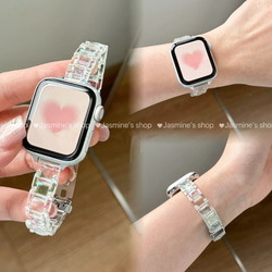 Apple Watch オーロラクリアバンド　クリアベルト　オーロラ　細身タイプ　全サイズあり series 10対応 3枚目の画像