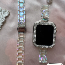 Apple Watch オーロラクリアバンド　クリアベルト　オーロラ　細身タイプ　全サイズあり series 10対応 11枚目の画像
