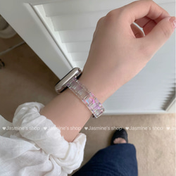Apple Watch オーロラクリアバンド　クリアベルト　オーロラ　細身タイプ　全サイズあり series 10対応 6枚目の画像