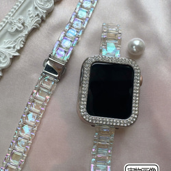 Apple Watch オーロラクリアバンド　クリアベルト　オーロラ　細身タイプ　全サイズあり series 10対応 9枚目の画像