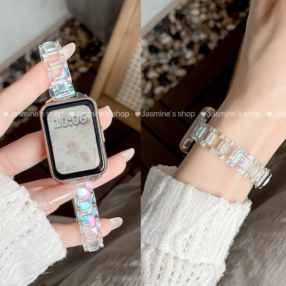 Apple Watch オーロラクリアバンド　クリアベルト　オーロラ　細身タイプ　全サイズあり series 10対応 2枚目の画像