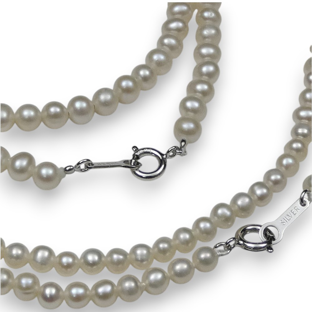 ベビーパール本真珠約4.0-5.0mmショート＆ロングネックレス セミラウンド淡水 ピアス付 B180yumi