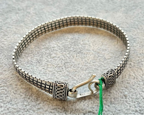 #9シルバー 編み込みデザイン バングル925刻印あり シルバー925 メンズブレスレット チェーンブレスレット 編み込み
