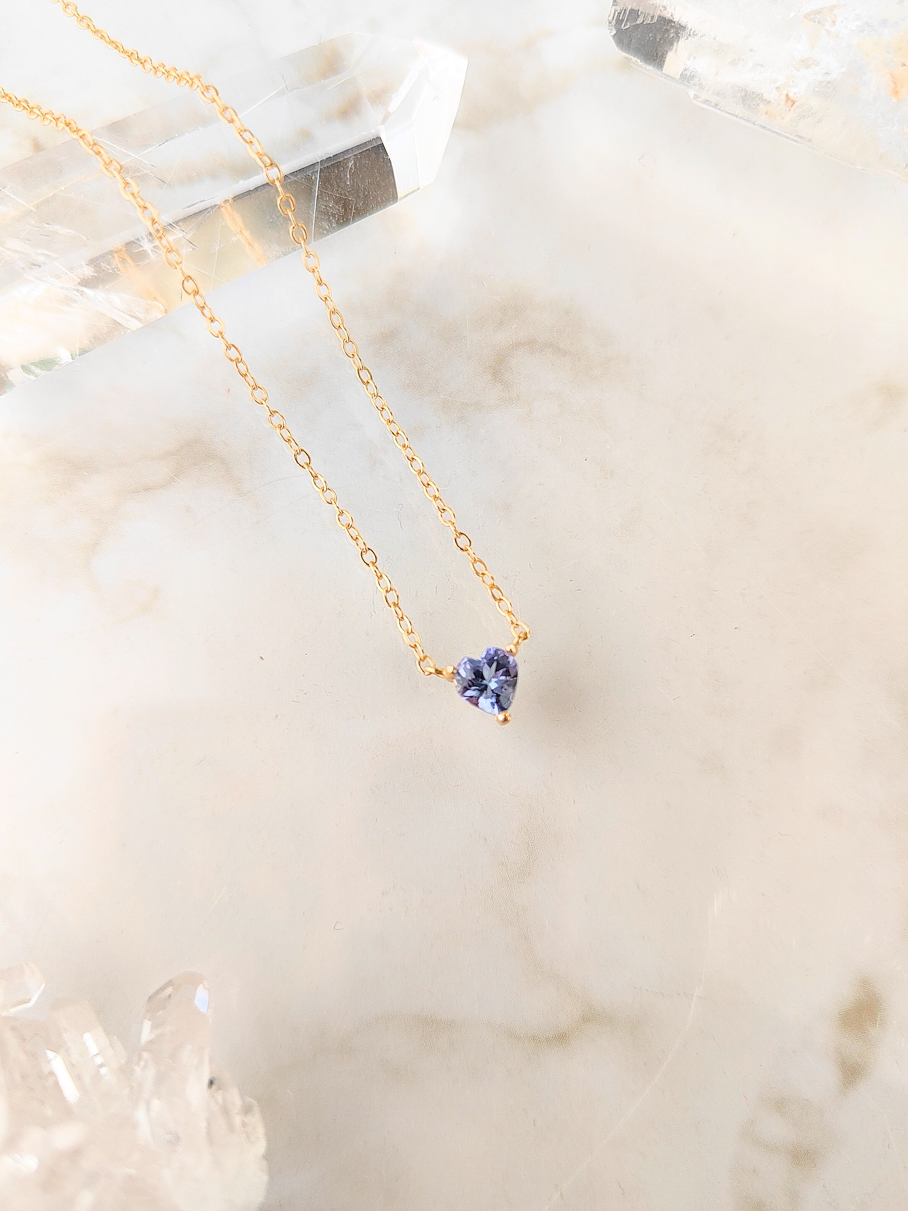 【silver925×金メッキ】超レア1点もの！ハートシェイプタンザナイトのネックレス