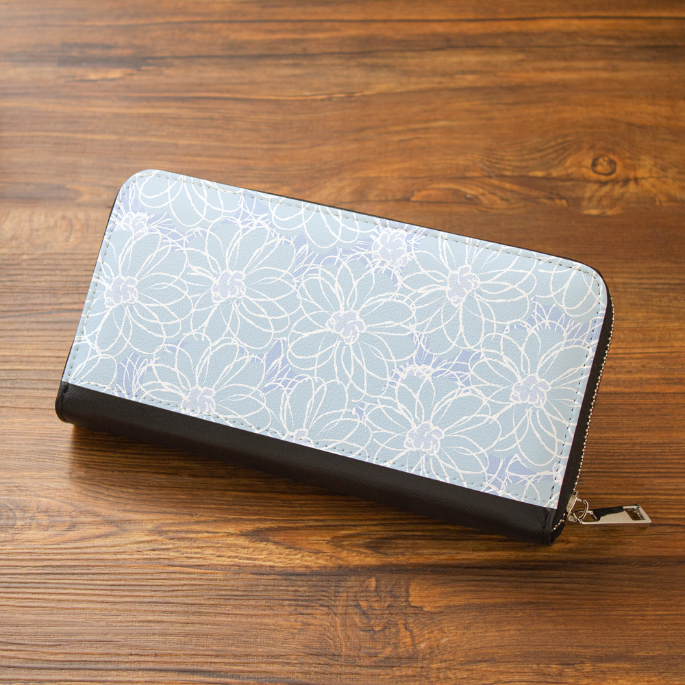 【長財布】コットンフラワーブルー【花柄】【Hanayukiオリジナルアート】財布
