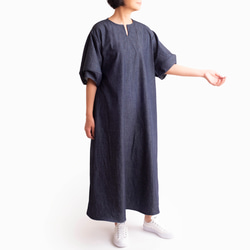 袖の可愛いデニムワンピース　岡山デニム　サイズSML　体形に合わせてお作りもできます 5枚目の画像