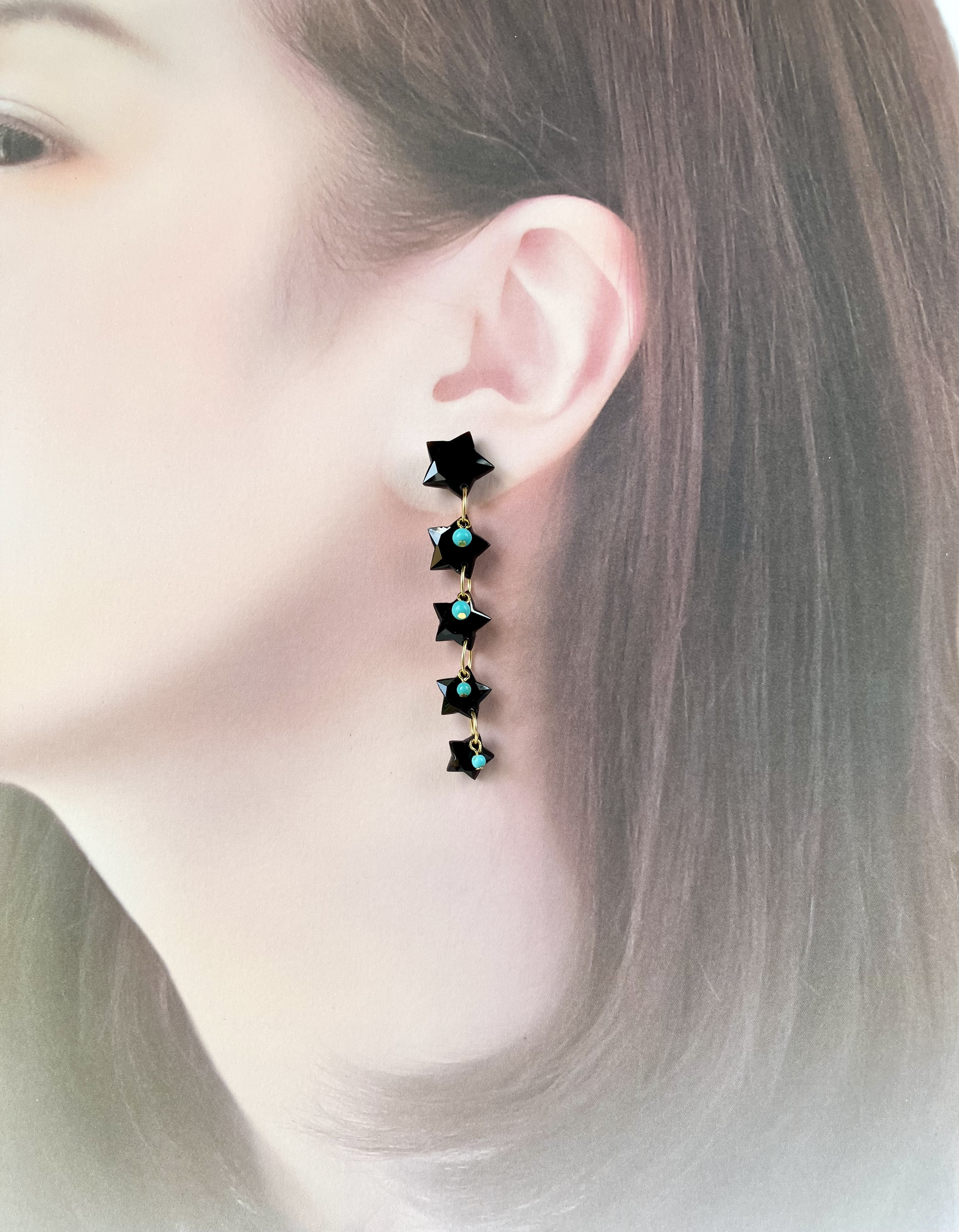 ブラックオニキス5連星のピアス