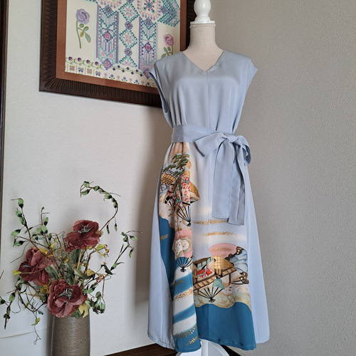 専用　着物リメイクノースリーブワンピースNo.1450 着物リメイクノースリーブワンピースNo.1450 - メルカリ