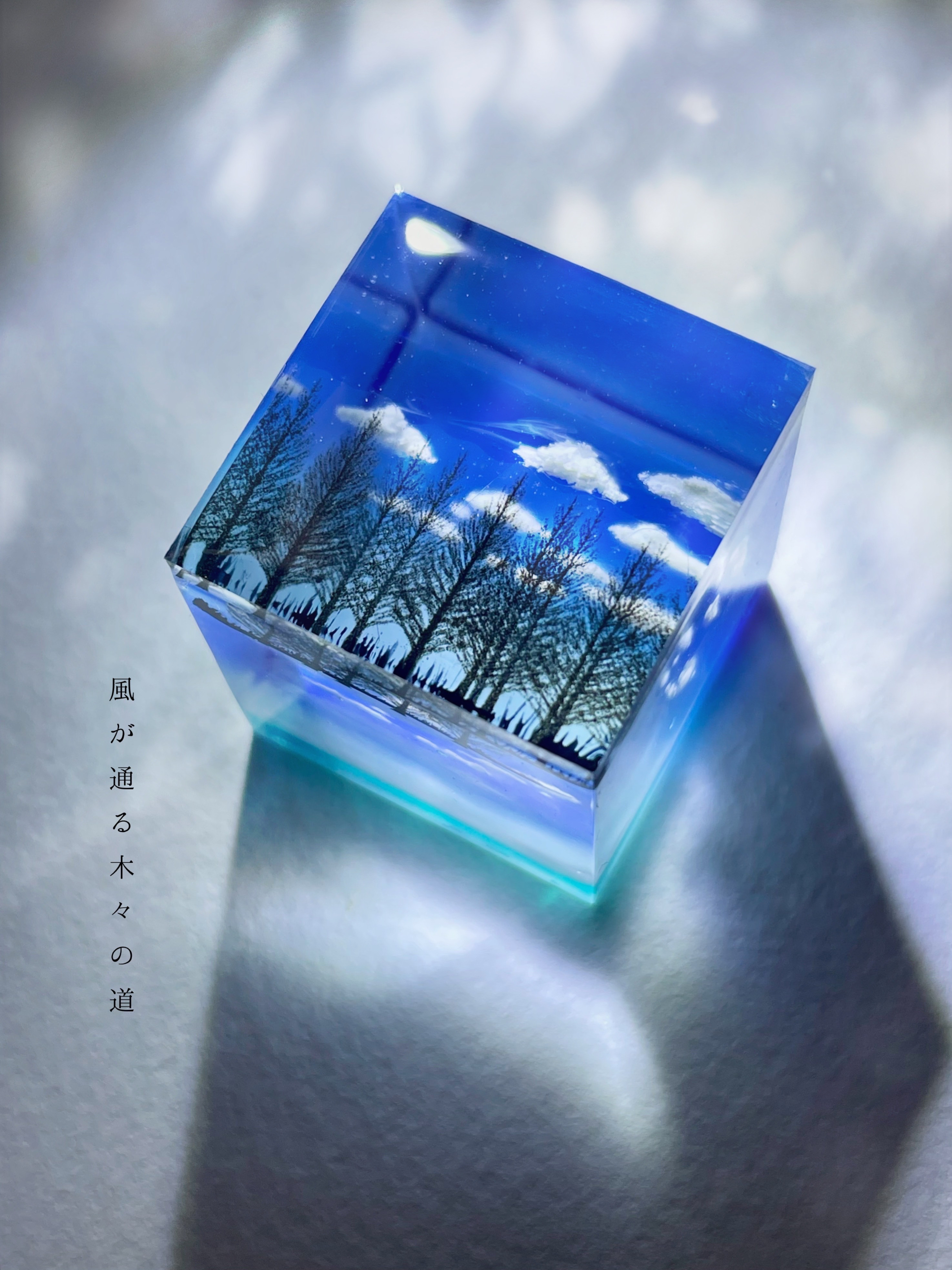 【受注制作/S size】情景レジン-風が通る木々の道 雲/夏/青空