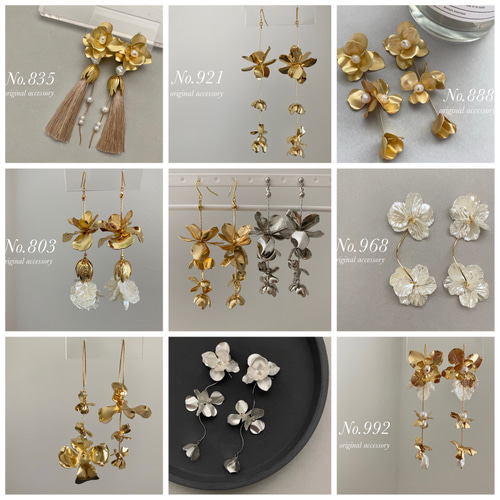 【バレーヌフルール】ピアス(ハンドメイド)　結婚式　ブライダルアクセサリー バレーヌフルール】ピアス(ハンドメイド) 結婚式 ブライダル