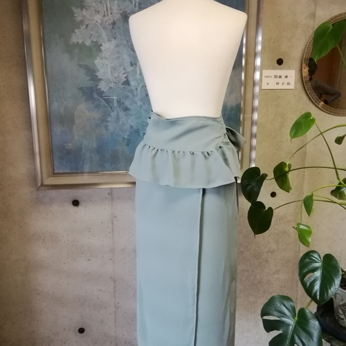 Mサイズ セール くすみミント 茶道お稽古用エプロン 116100-71-M 日本製】《S～3L》 くすみミント 茶道お稽古用エプロン 普段使い