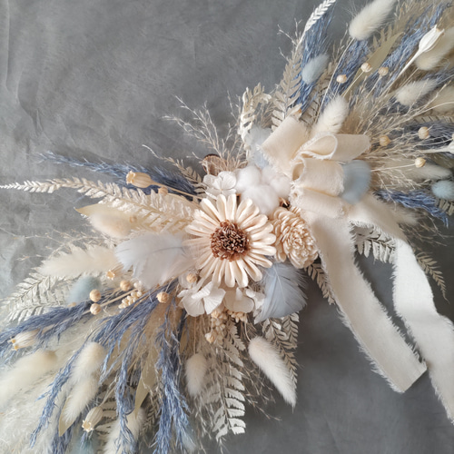 ドライフラワースワッグ アイスカラー ブルー系 ニューボーン