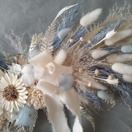 ドライフラワースワッグ アイスカラー ブルー系 ニューボーン