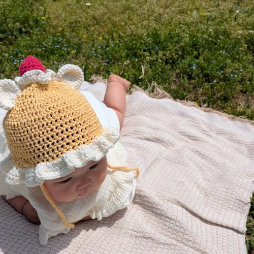 手編み》くま耳ベビー帽子｜出産祝い・写真映えギフトにも 帽子(ベビー