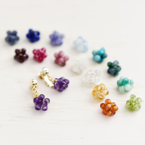 イヤリング 】 はちみつ ハニー シトリン 実 金平糖 11月誕生石 ／秋の