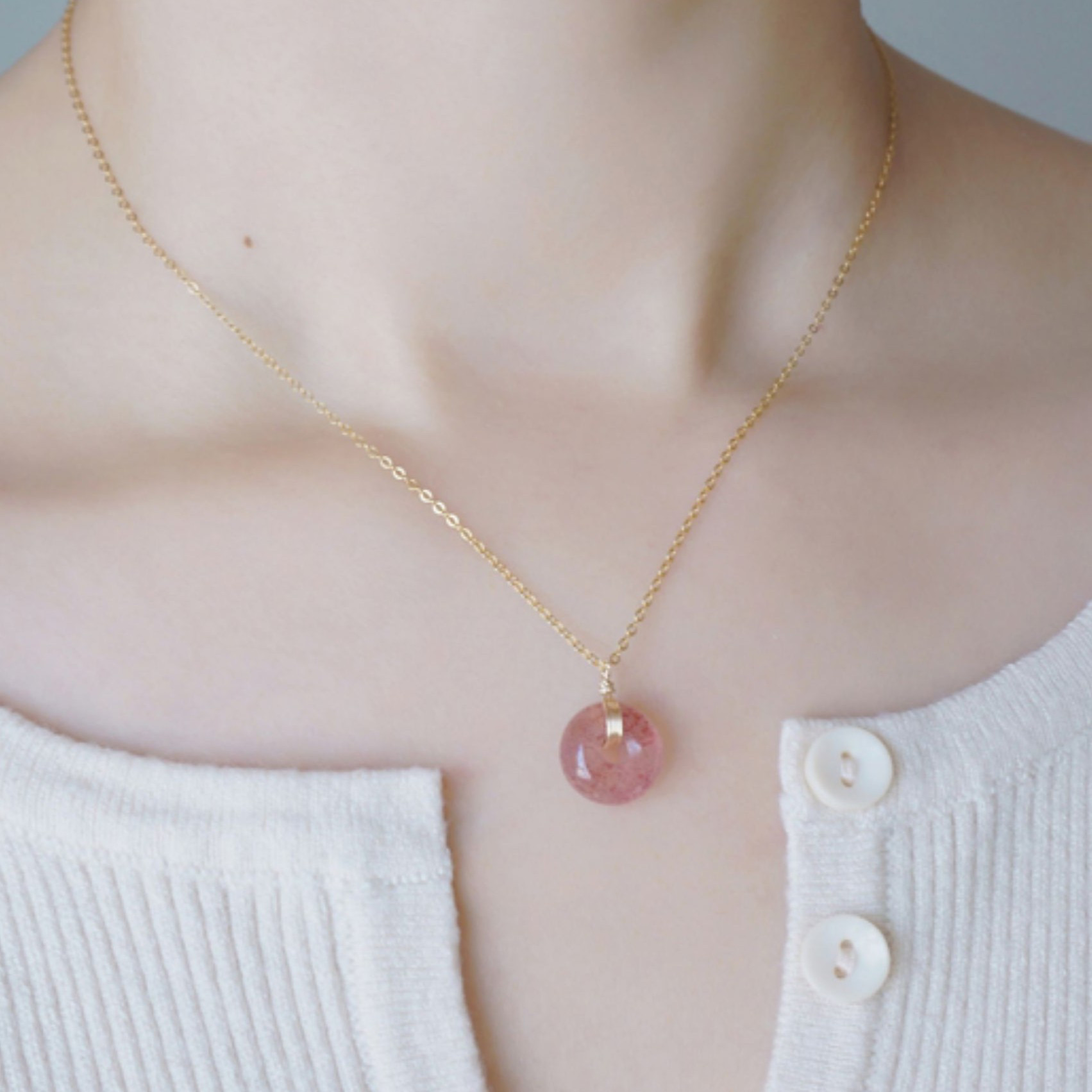 ストロベリークォーツのネックレス　 ブライダル ウェディング 結婚式