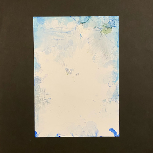 No.46 アルコールインクアート 原画 A4サイズ 絵 青 海 宇宙 抽象 絵画